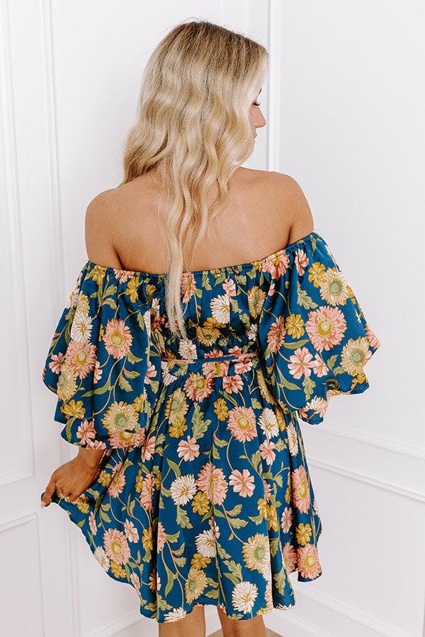 Impressions Happy Haven Floral Mini Dress In Teal