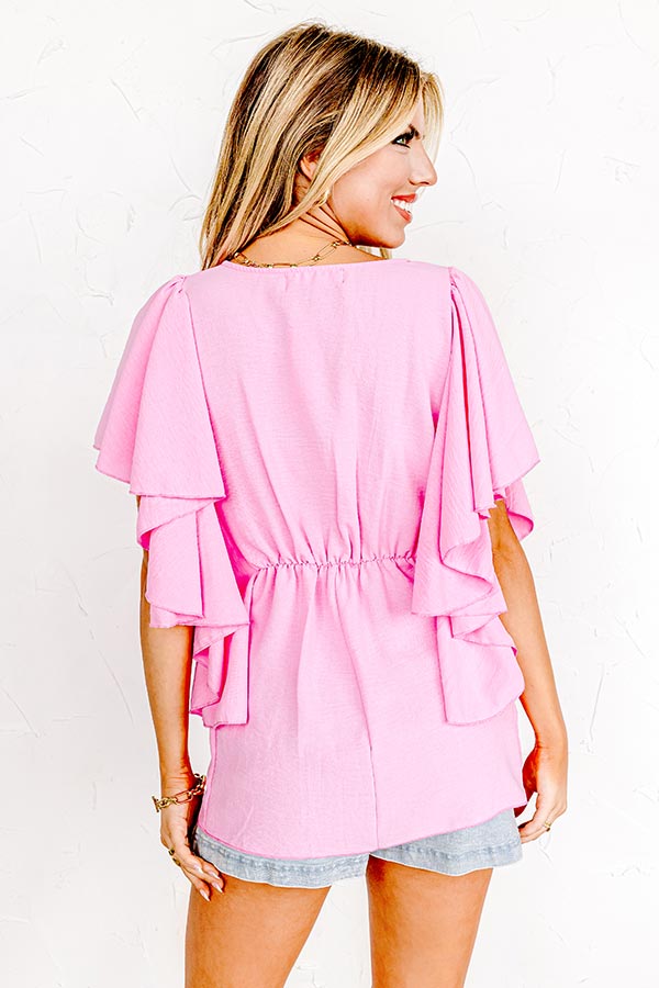 Impressions Happy Hideaway Babydoll Top In Pink