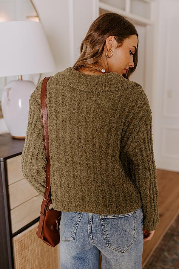 Impressions Harvest Hues Knit Sweater Top In Sage