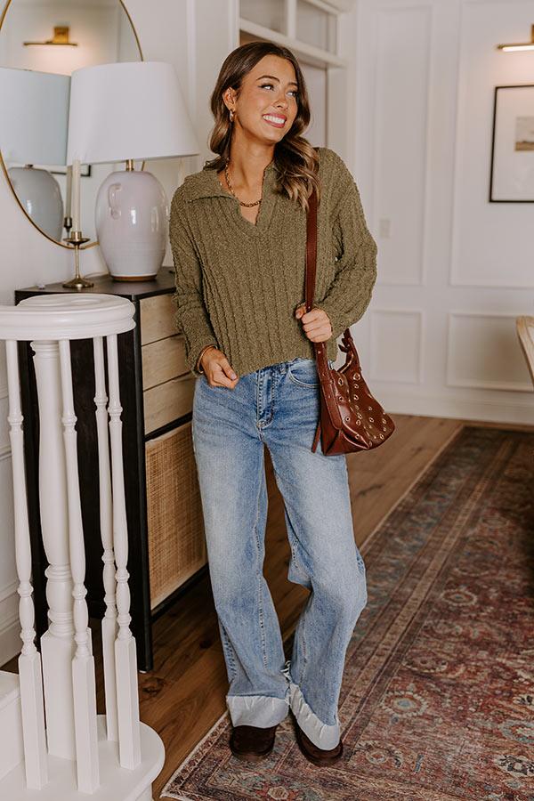 Impressions Harvest Hues Knit Sweater Top in Sage