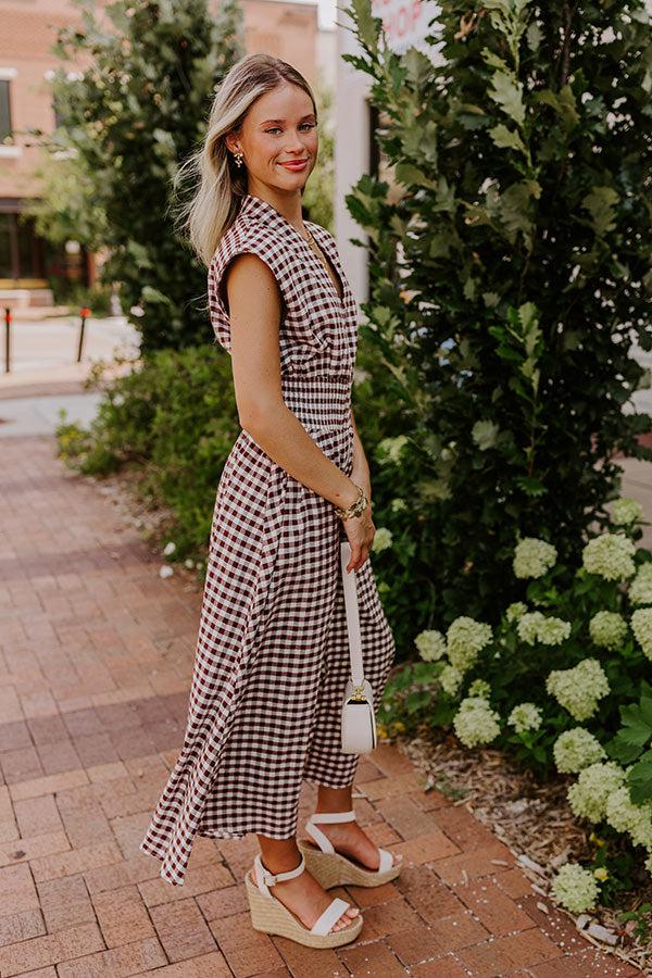 Impressions Harvest Stroll Gingham Midi Dress