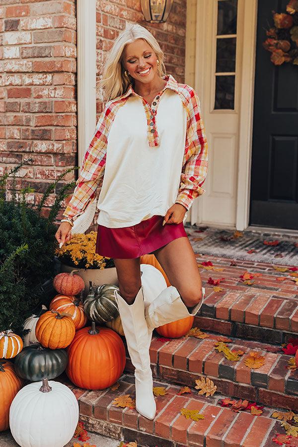 Impressions Hayride Happiness Plaid Henley