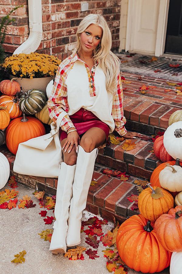 Impressions Hayride Happiness Plaid Henley