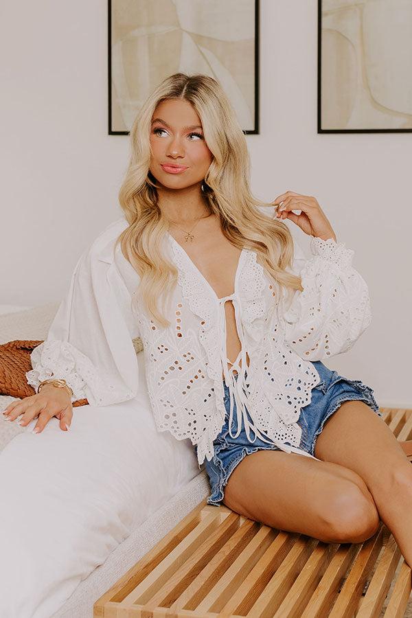 Impressions Heart Flutters Eyelet Front Tie Top