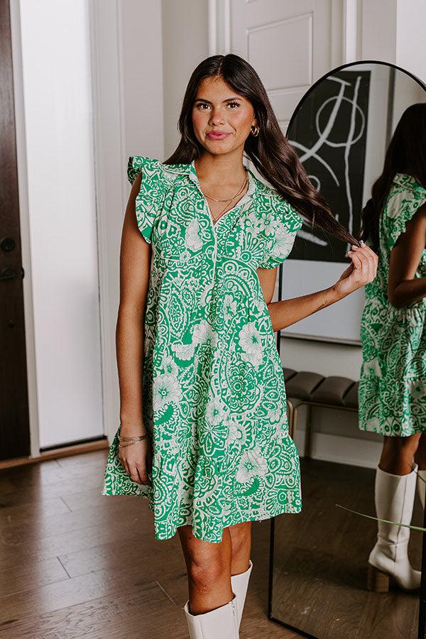 Impressions Hello Lovely Floral Dress In Emerald