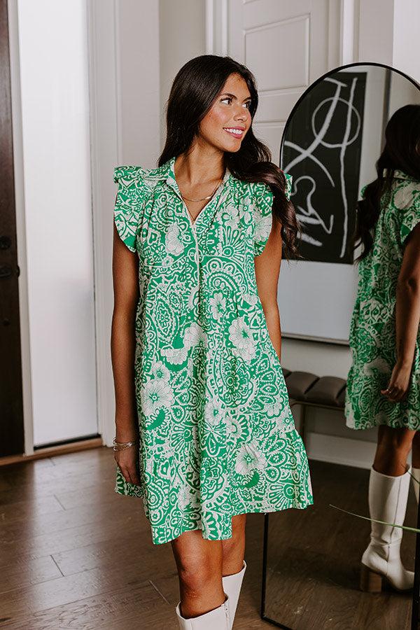 Impressions Hello Lovely Floral Dress In Emerald