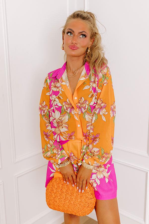 Impressions Hibiscus Kisses Button Up