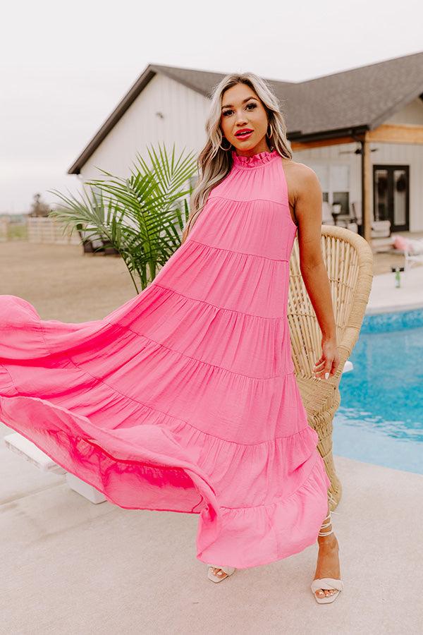 Impressions Hibiscus Kisses Midi In Bubblegum Pink