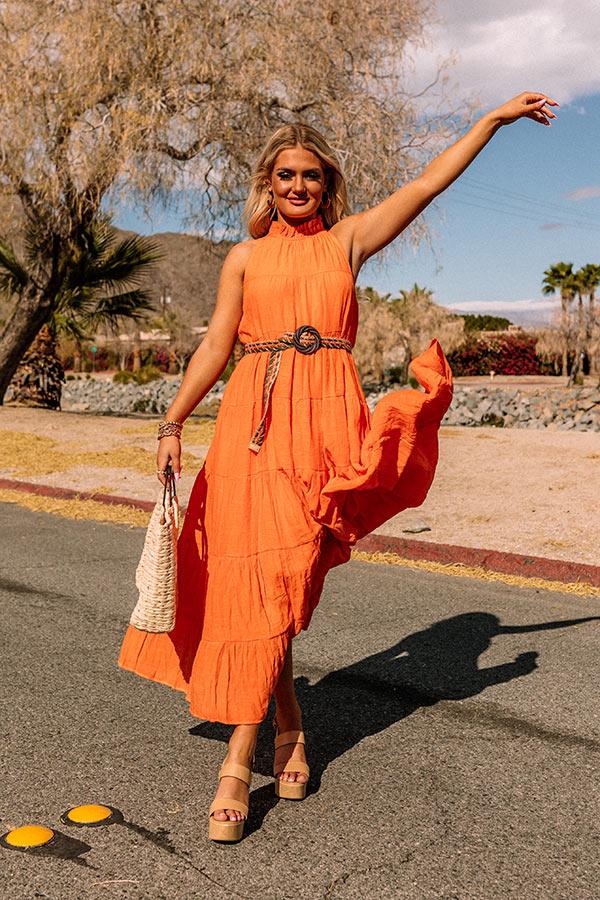 Impressions Hibiscus Kisses Midi In Orange