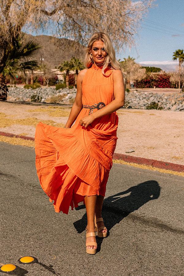 Impressions Hibiscus Kisses Midi In Orange