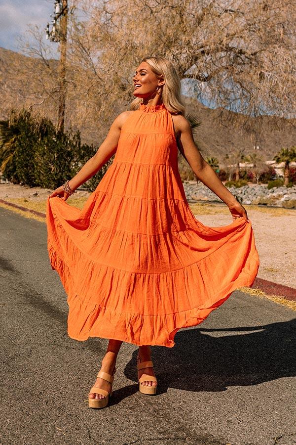 Impressions Hibiscus Kisses Midi In Orange