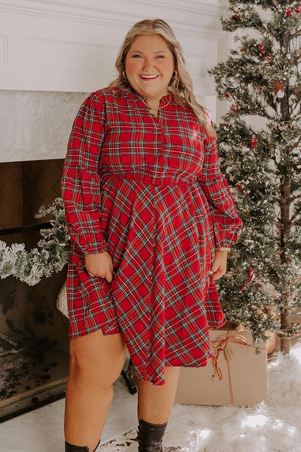 Impressions Holiday Cheer Plaid Dress Curves