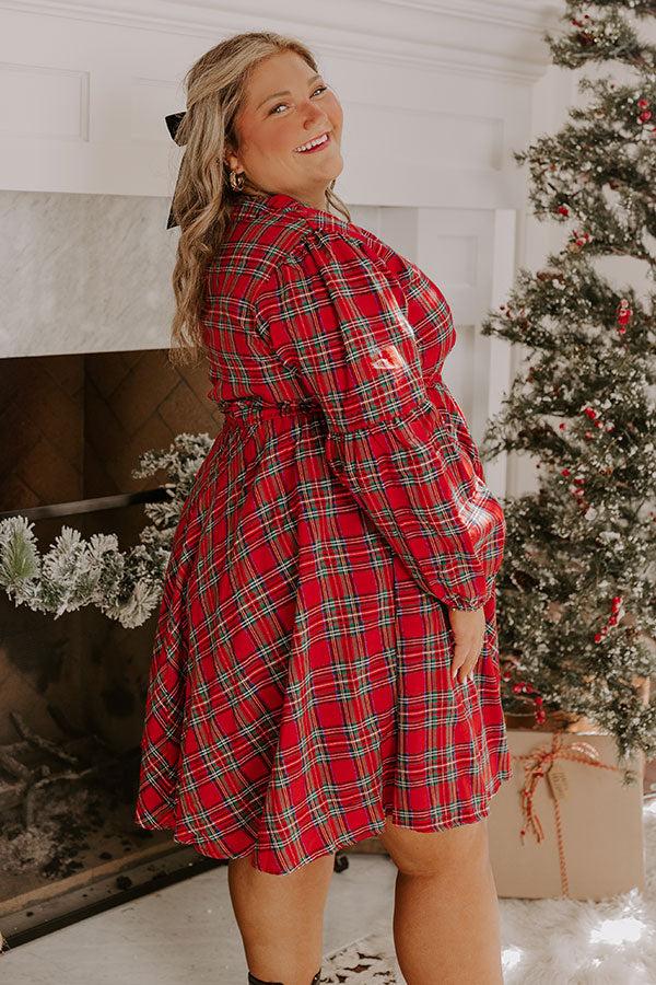 Impressions Holiday Cheer Plaid Dress Curves