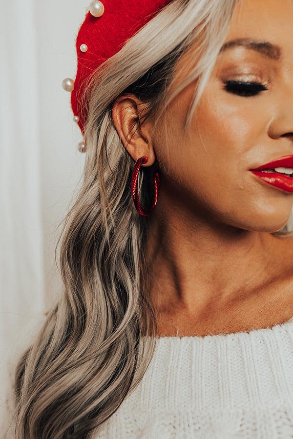 Impressions Holiday Fun Hoop Earrings In Red