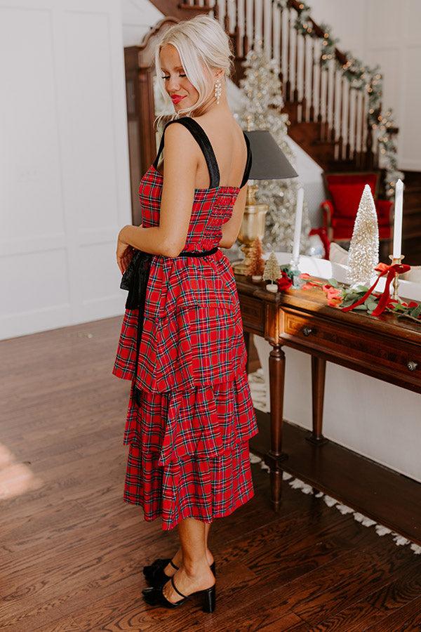Impressions Holiday Harmony Plaid Tiered Midi