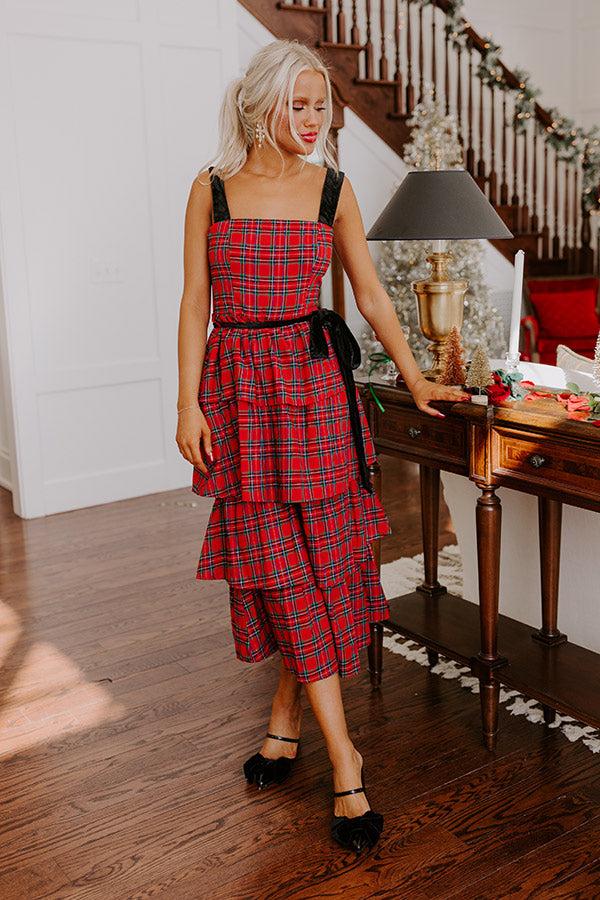 Impressions Holiday Harmony Plaid Tiered Midi