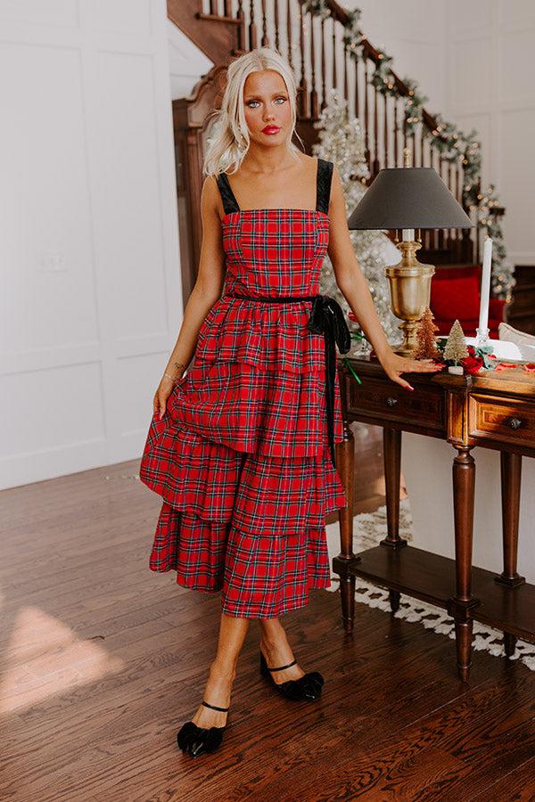 Impressions Holiday Harmony Plaid Tiered Midi
