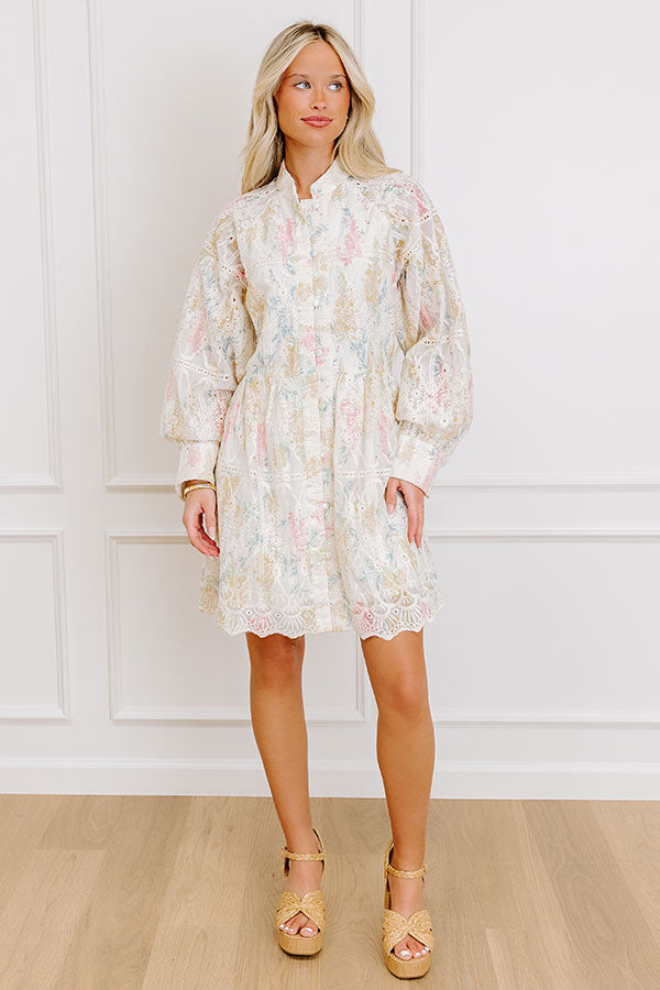 Impressions Honey Haze Floral Eyelet Mini Dress