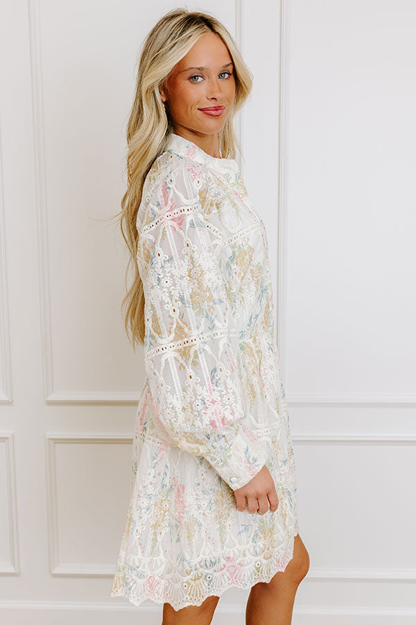 Impressions Honey Haze Floral Eyelet Mini Dress