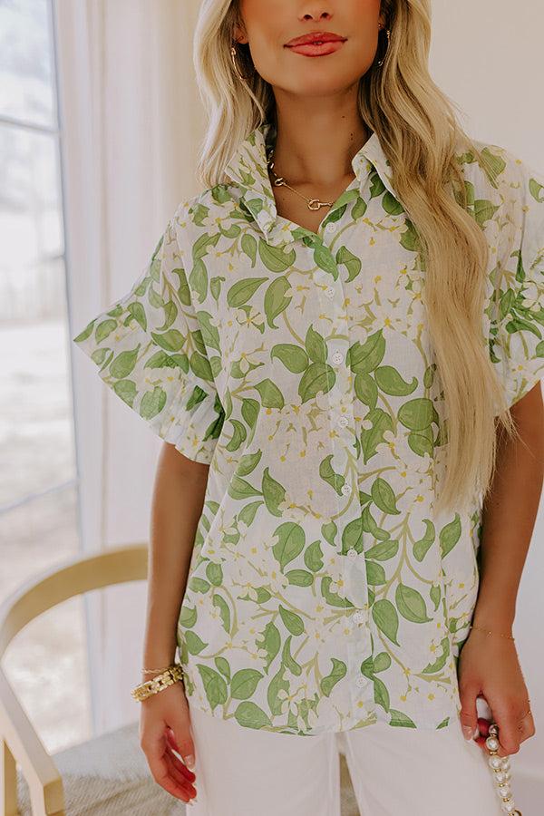 Impressions Honeysuckle Fields Floral Button Up