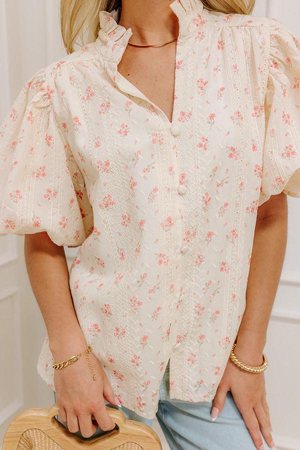 Impressions Honeysuckle Fields Floral Eyelet Top