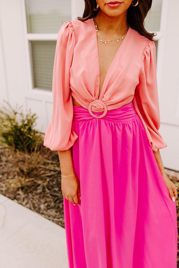 Impressions Hotel Plaza Cut Out Maxi Dress In Pink