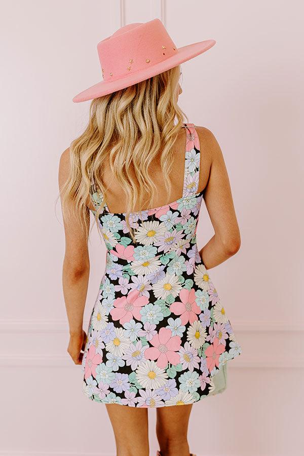 Impressions Hours Of Flowers Denim Mini Dress