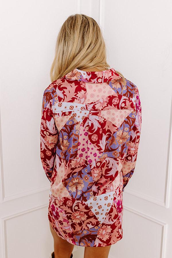 Impressions Hours Of Flowers Satin Button Up