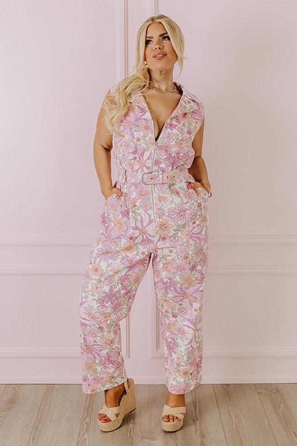 Impressions In Full Bloom Denim Jumpsuit Curves