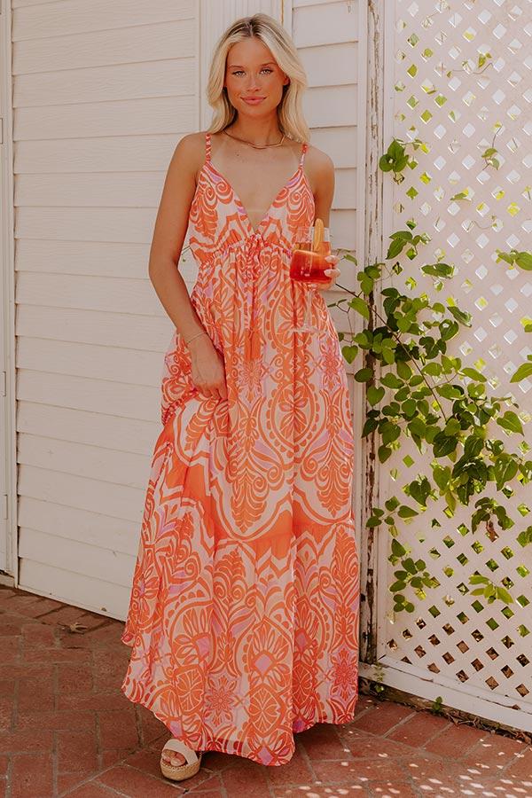 Impressions Island Petals Chiffon Maxi Dress