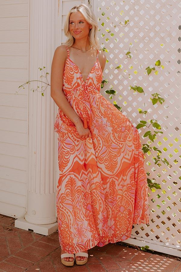Impressions Island Petals Chiffon Maxi Dress