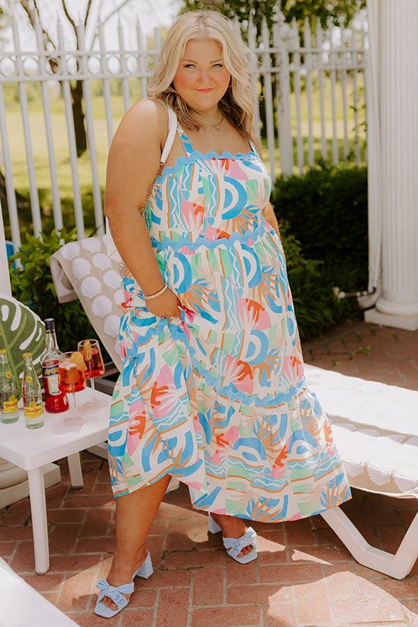 Impressions Island Rhythm Tiered Midi Dress Curves