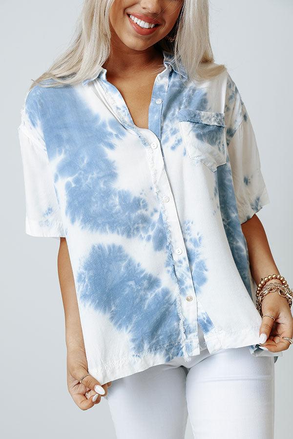 Impressions Keep The Peace Tie Dye Top In Blue