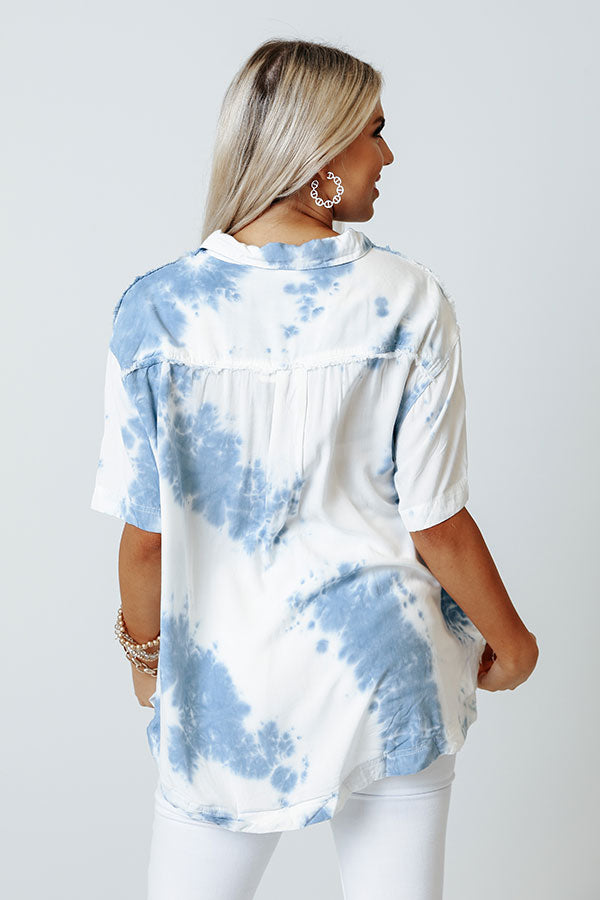 Impressions Keep The Peace Tie Dye Top In Blue