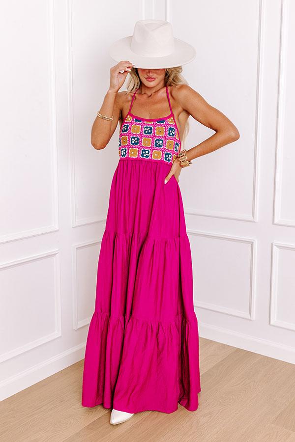 Impressions Key Largo Sunshine Crochet Maxi Dress