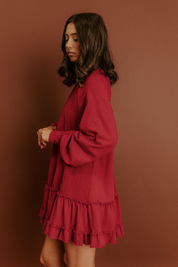 Impressions Kind Eyes Eyelet Mini Dress In Red