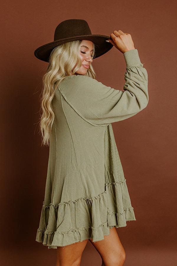 Impressions Kind Eyes Eyelet Mini Dress In Sage