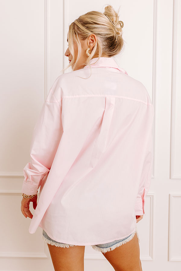 Impressions Kind Eyes Oversized Button Up In Pink