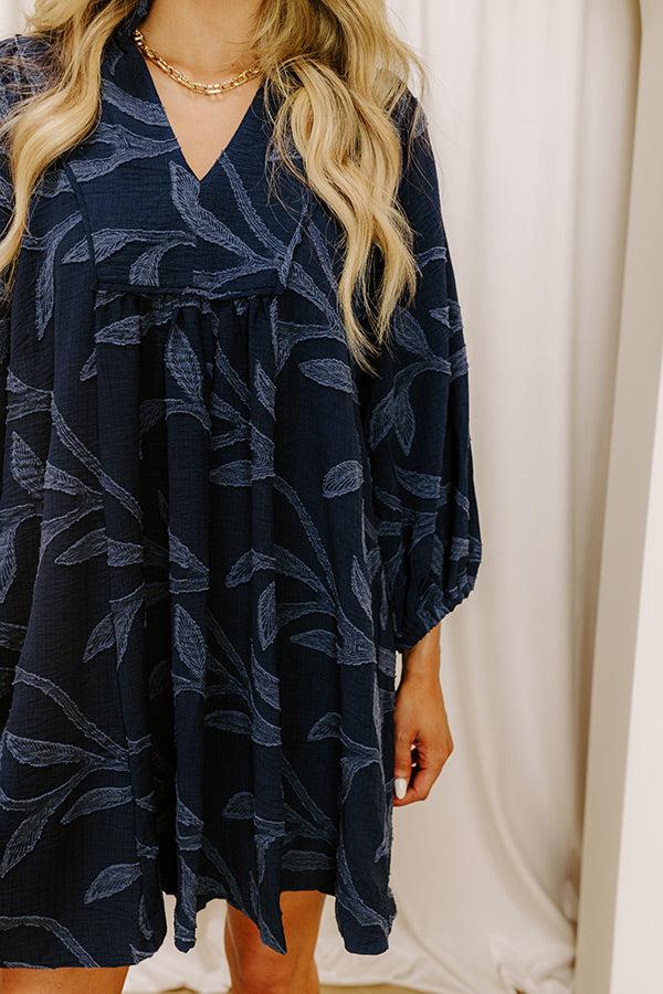 Impressions Kind Smile Jacquard Mini Dress In Navy