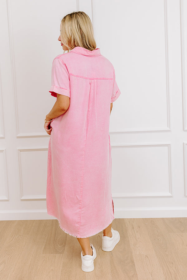 Impressions Lake Days Ahead Chambray Midi In Pink