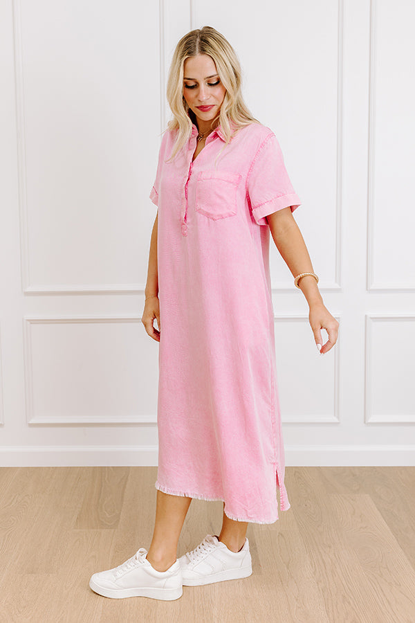 Impressions Lake Days Ahead Chambray Midi In Pink