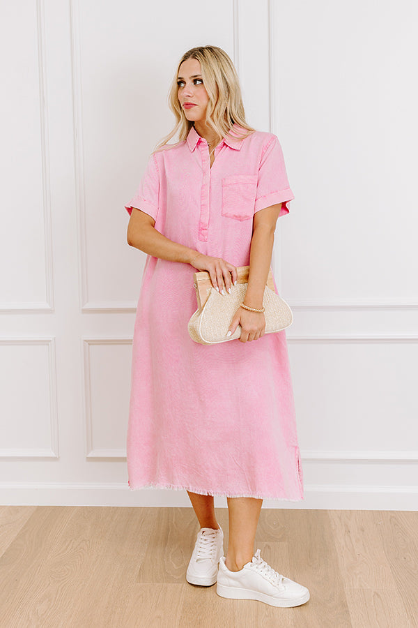 Impressions Lake Days Ahead Chambray Midi in Pink