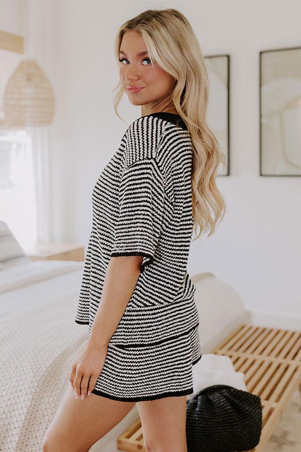 Impressions Lake Days Stripe Knit Top In Black