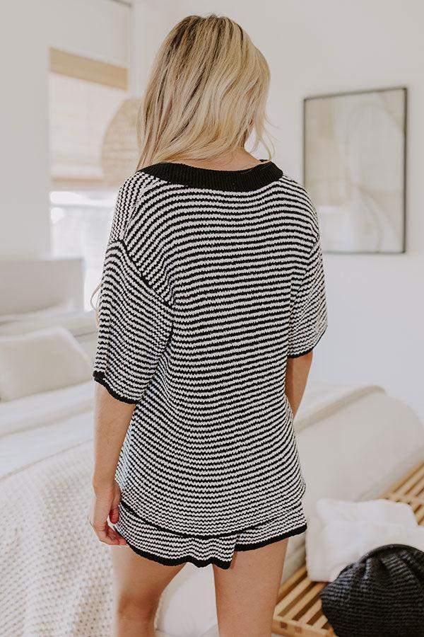 Impressions Lake Days Stripe Knit Top In Black