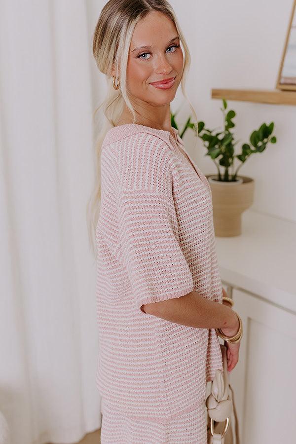 Impressions Lake Days Stripe Knit Top In Blush