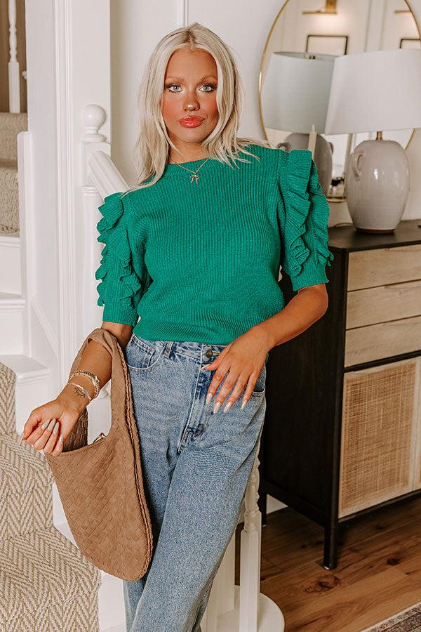 Impressions Latest Obsession Knit Top in Green