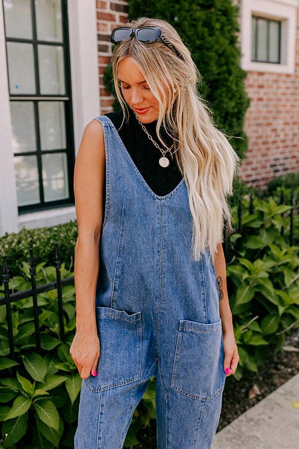 Impressions Latte Break Denim Jumpsuit