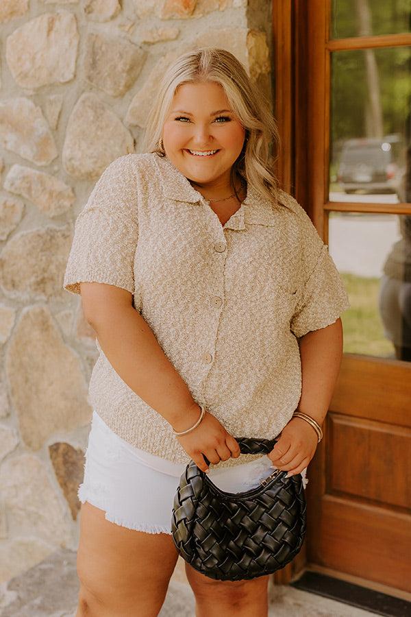 Impressions Latte Sippin Knit Button Up Curves