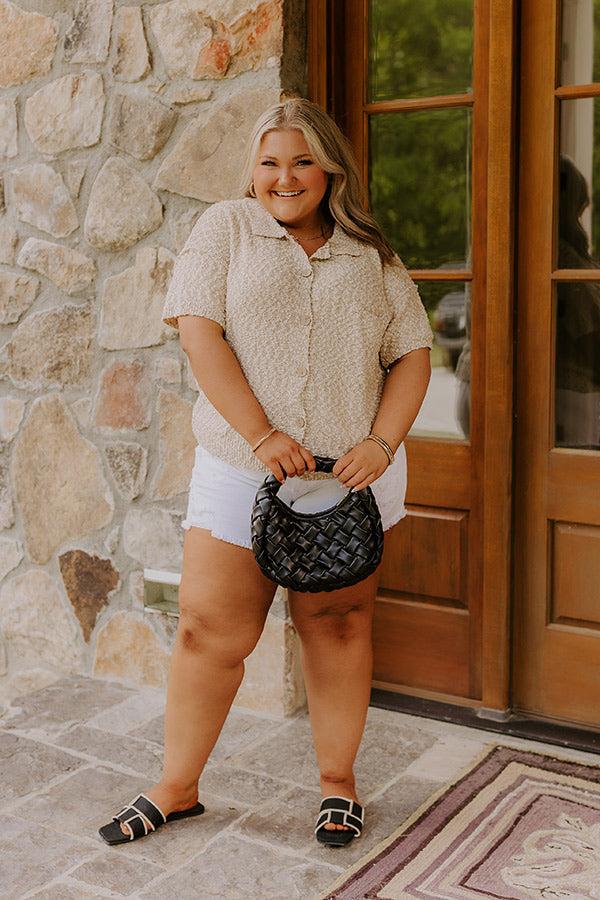 Impressions Latte Sippin Knit Button Up Curves