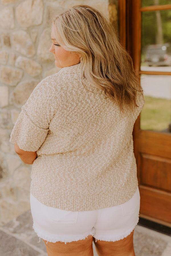 Impressions Latte Sippin Knit Button Up Curves